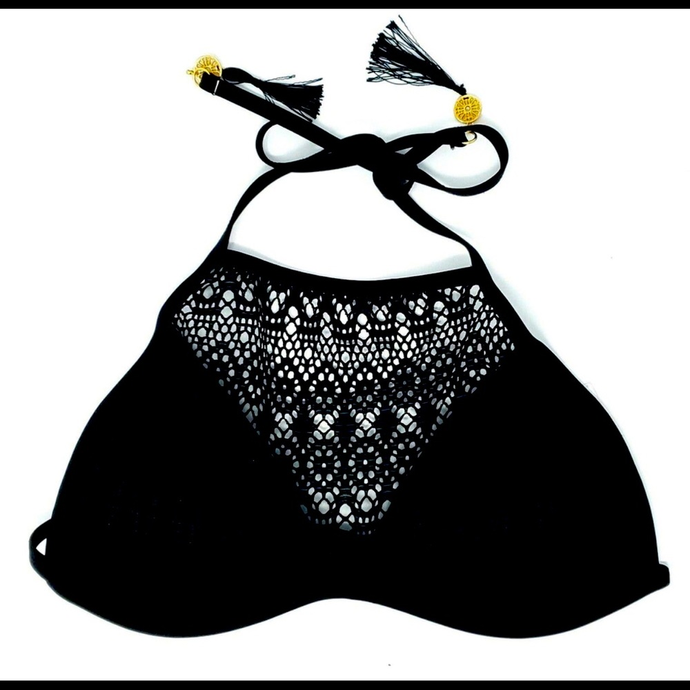 Bongo High Neck Bikini Top Coachella Crochet M